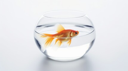 Desolate Aquatic Habitat: An Empty Fish Bowl Isolated on White Background
