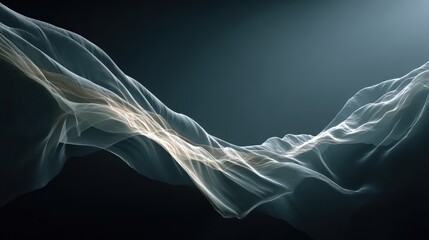 Breathlike arc movement abstract studio digital art ethereal space close-up flowing translucent veil