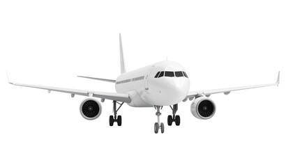 Fototapeta premium White airplane isolated on a white background airliner jet travel flight aircraft