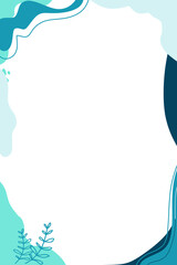 Abstract Frame with Blue Wavy Shapes