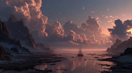 Fading color horizon thoughtless space digital art dreamlike landscape surreal viewpoint visual concept