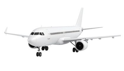 Fototapeta premium White airplane isolated on a white background airliner travel flight journey aviation