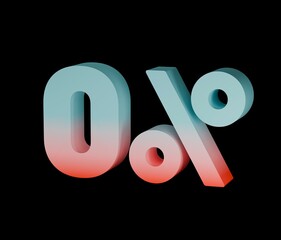 Zero percent 3d gradient blue and red render