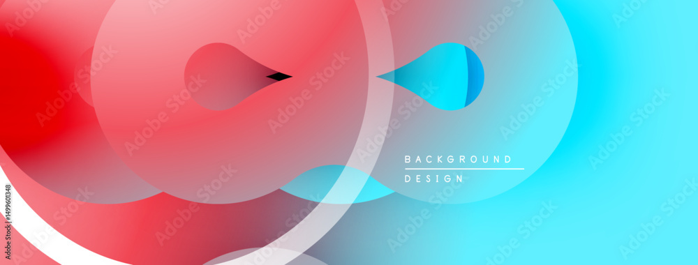 Aufkleber Abstract fluid shapes, vibrant colors blend. Red transitions to blue, creating dynamic visual effect. Modern design element.