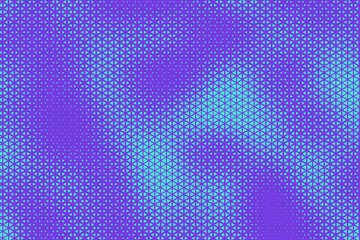 Abstract background with bluish purple and turquoise triangle dots. Triangle halftone geometric background. Halftone triangular retro 80s pattern. Minimal style retro dynamic wallpaper.