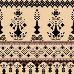 seamless Arabian ethnic tribal floral pattern in rich brown tones, beautifully ethnic contrasted against a black background. The subtle hues and detailed artwork ethnic bring softness and elegance, ma