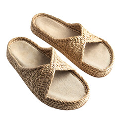 Classic Espadrille-Inspired Sandals with a Natural C Isolated on Transparent Background