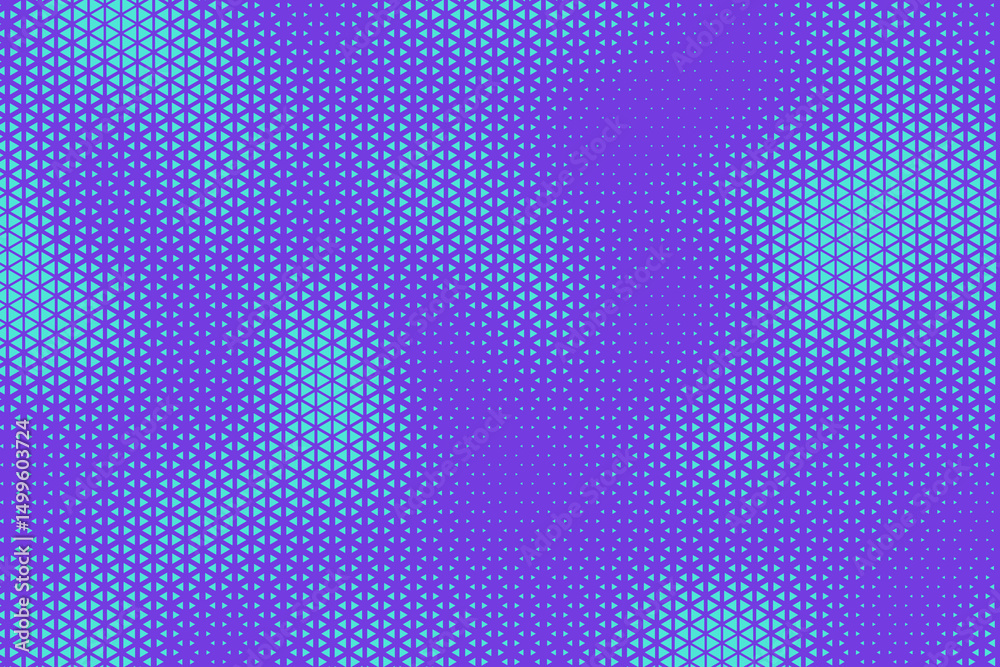 Leinwandbilder Abstract background with bluish purple and turquoise triangle dots. Triangle halftone geometric background. Halftone triangular retro 80s pattern. Minimal style retro dynamic wallpaper.