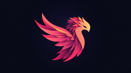 Obraz premium Fiery avian logo, stylized wings and body