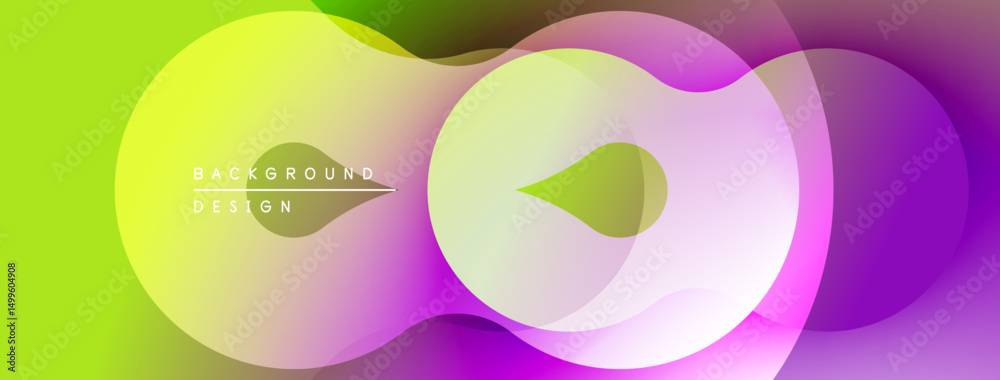 Poster Abstract colorful shapes overlap creating vibrant gradient background. Smooth curves, modern design, digital illustration.
