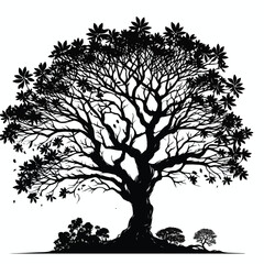 Obraz premium vector black silhouette of tree