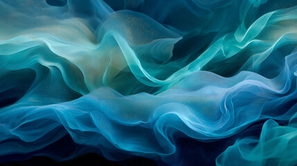 Obraz premium Soft fluid shapes in blue and turquoise shades, gently merging and flowing, resembling abstract water currents