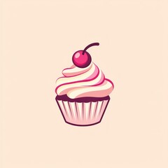 Sweet cupcake with cherry