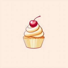 Delicious cupcake with cherry