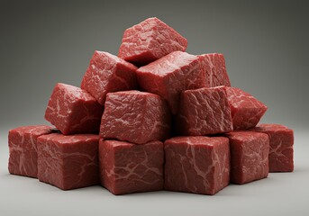 Raw Beef Cubes: Freshly Cut Meat for Stews and Recipes
