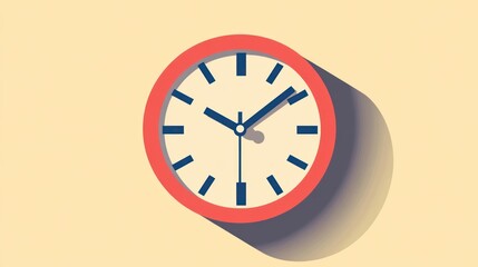 Simple Red Clock Design: Minimalist Timepiece Illustration