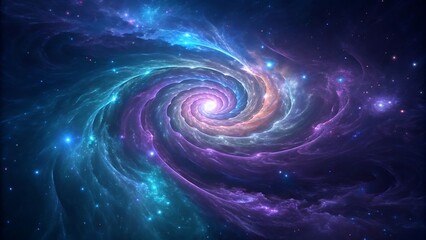 A swirling galaxy seen from the edge of a black hole, where time and space begin to distort.