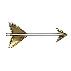 Sleek Arrow with Reflective Finish in Metallic Gold Isolated on Transparent Background