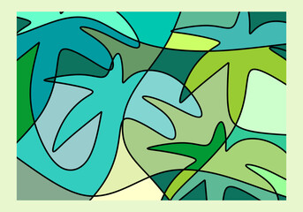 Colorful modern cubism style illustration of a tropical beach during summer. 
