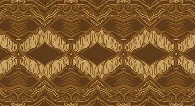 Seamless batik parang motif pattern in brown and beige flat vector illustration