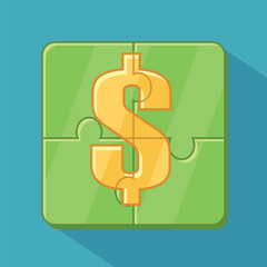 Vector illustration of a puzzle pieces with dollar sign