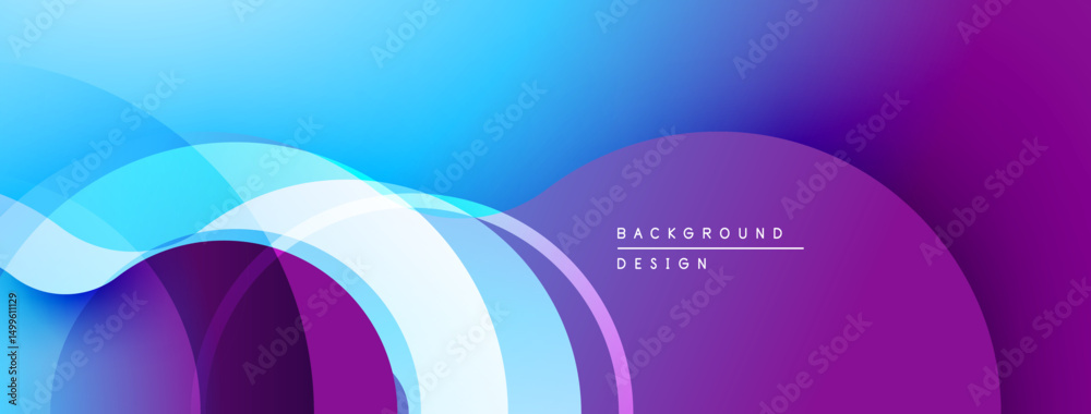 Fototapete abstract flowing shapes, vibrant blue purple gradients. modern design element, smooth curves create 
