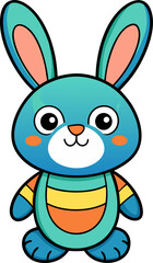 Cute bunny vector illustration with smiling face and colorful outfit perfect for children and animal themed graphics