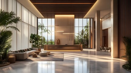 Fototapeta premium new office interior 3d design for leasing with natural daylight