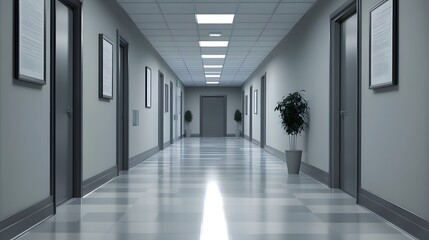 Fototapeta premium animated interior path through staged modern office