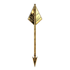 Modern Arrow with Sharp Precision in Brilliant Gold Isolated on Transparent Background