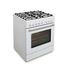 White Gas Stove with Oven on white background