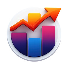 Growth chart icon stock market analysis and financial data visualization on transparent background