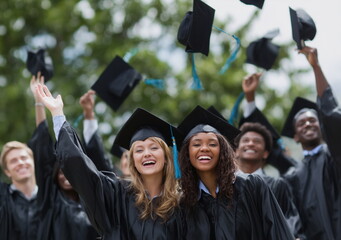 Smiling faces, flying caps, and blue gowns — this image embodies pride, hope, and new beginnings.

