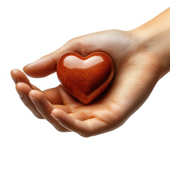 Heart in hand concept love and care valentine's day gift giving kindness on transparent background