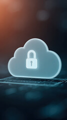 Cloud with lock icon symbolizing secure data storage and protection