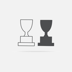trophy line and shadow cup icon Vector