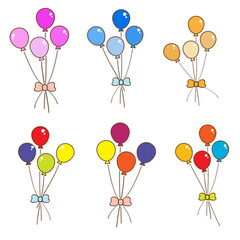 Set of balloon bouquet icons