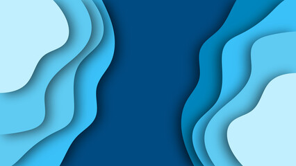 Abstract Blue Paper Cut Background with Layers and Depth Effect Design Style