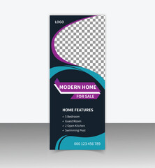 "Professional Real Estate Roll-Up Stand Banner Template for Property Listings, Open Houses, and Business Promotion - Customizable Design with Bold Graphics"