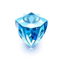 a sparkling gem vector, luxury element, 3D crystal style, blue and white, isolated on white background