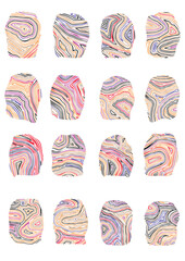 Echo Imprints - Set of 16 stylized fingerprint designs 