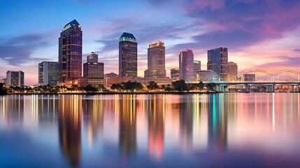 Obraz premium Tampa Bay Skyline at Dusk