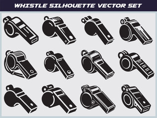 Whistle silhouette vector isolated design set