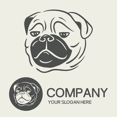 Portrait dog logo and design elements vector isolated on white background, Dog Silhouettes.