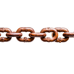 Fototapeta premium Close-Up of Rusty Metallic Chain Links on White Background for Industrial Use
