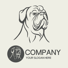 Portrait dog logo and design elements vector isolated on white background, Dog Silhouettes.