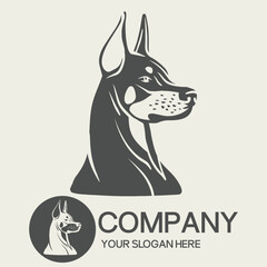 Portrait dog logo and design elements vector isolated on white background, Dog Silhouettes.