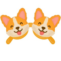 Charming smiling corgi dog sunglasses illustration. Perfect for kids’ accessories, animal-themed projects, and fun dog lover gifts.
