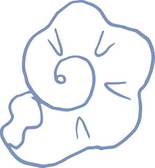 Illustration of seashell, coastal sea shell. Ammonite fossil. Summer whimsical mermaid core element, svg
