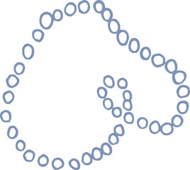 Whimsical outline illustration of pearl jewelry. Cute blue spiral circle accessory  illustration. Summer whimsical mermaid core element, svg